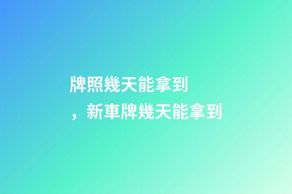 牌照幾天能拿到，新車牌幾天能拿到